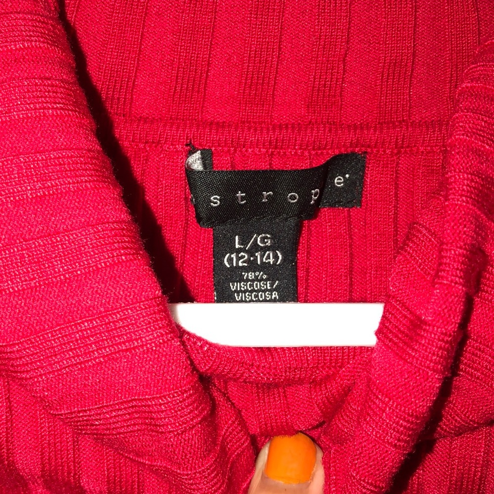 Red ribbed stretch turtleneck - Picture 2 of 2